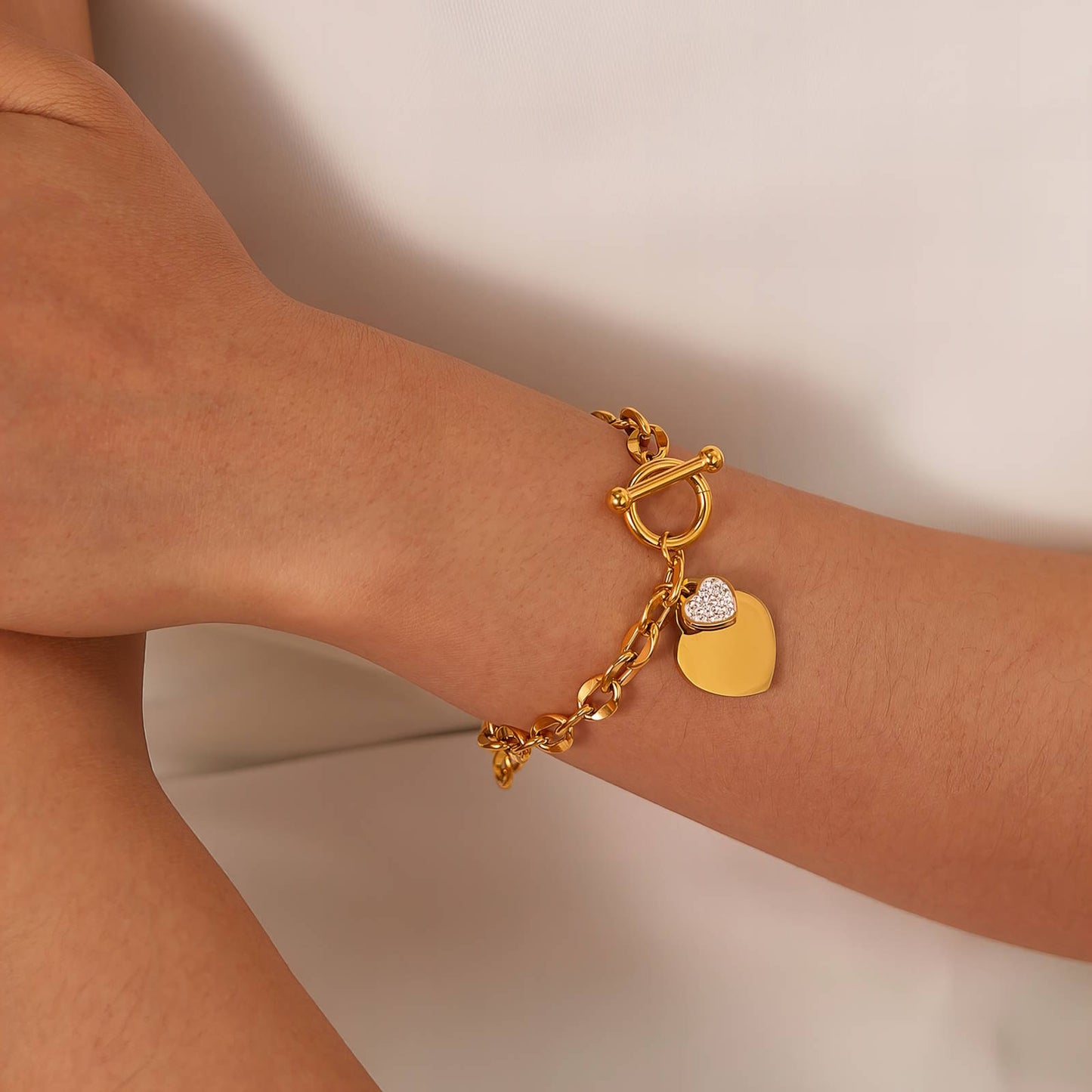 Heart Charm Toggle Bracelet