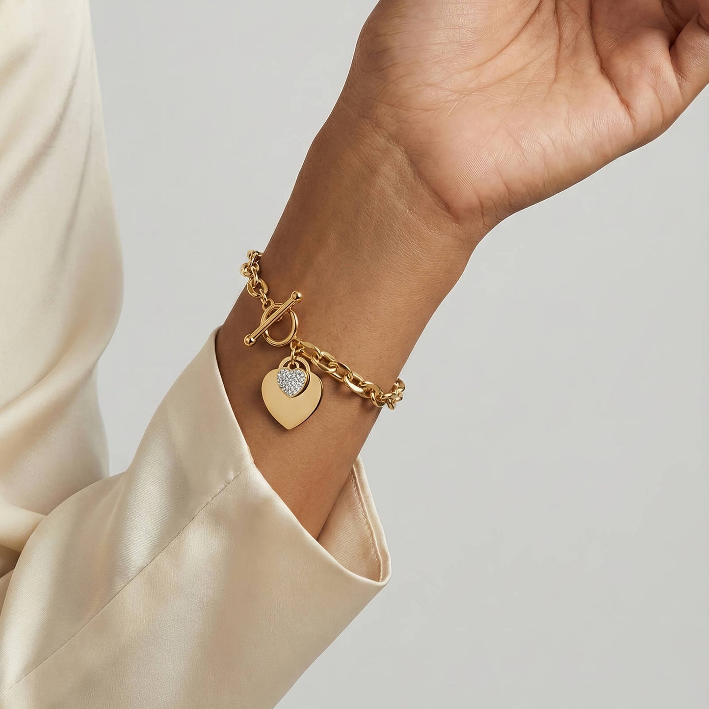 Heart Charm Toggle Bracelet