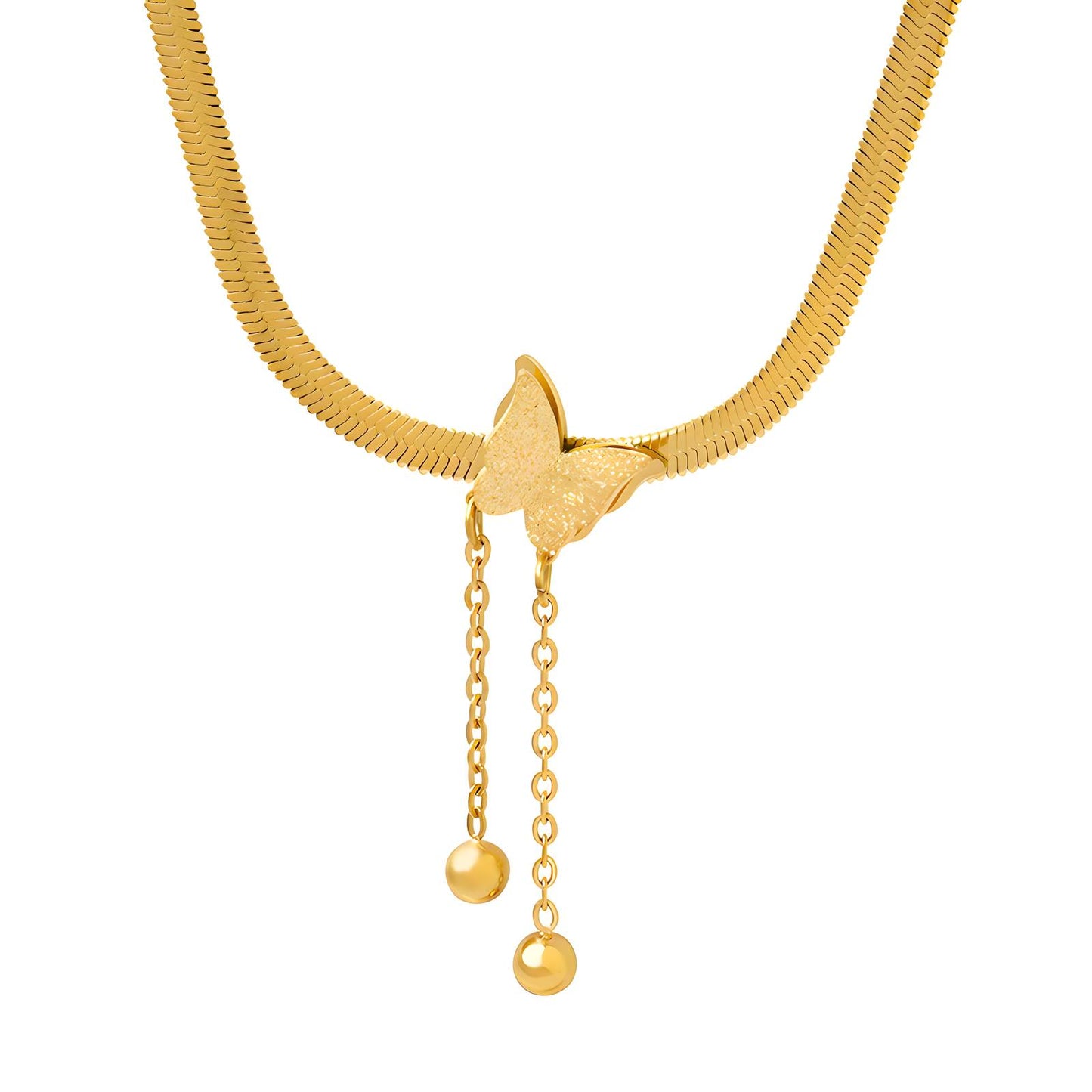 Herringbone Gold Butterfly Necklace