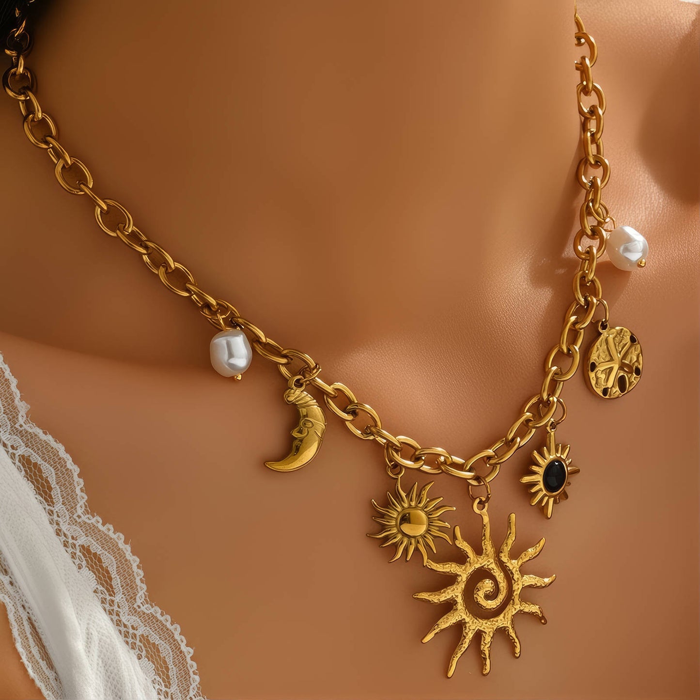 Sun Solstice Charm Necklace