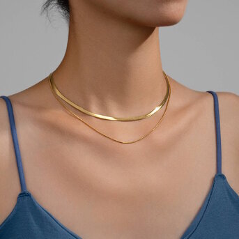 Radiance Link Double Herringbone Necklace